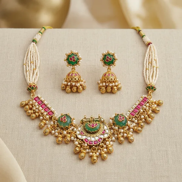 Gold_Kundan_Peacock_Motif_Necklace_Set_For_Women