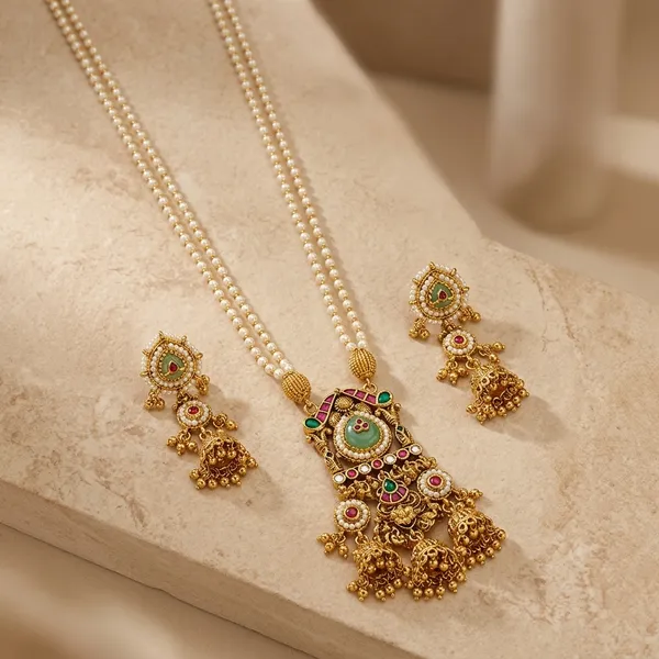 Antique_Gold_Temple_Jewellery_Pearl_Necklace_Set_For_Women