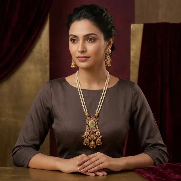 Antique_Gold_Temple_Jewellery_Pearl_Necklace_Set_For_Women
