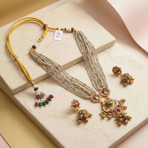 Gold_Pearl_Kundan_Meenakari_Gotta_Patti_Necklace_Set_For_Women