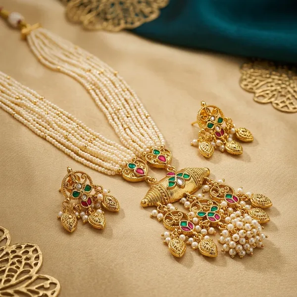 Gold_Multicolor_Kundan_Pearl_Drop_Necklace_Set_For_Women