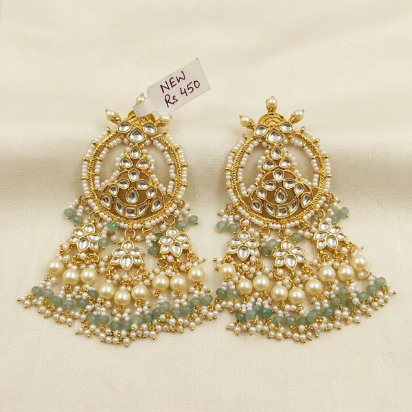 Gold_Kundan_Pearl_Tassel_Chandbali_Earrings_For_Women