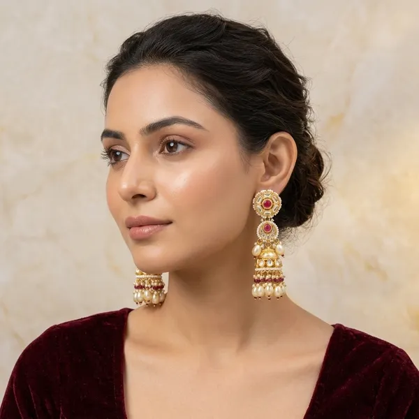 Gold_Kundan_Pearl_Drop_Jhumka_Earrings_For_Women