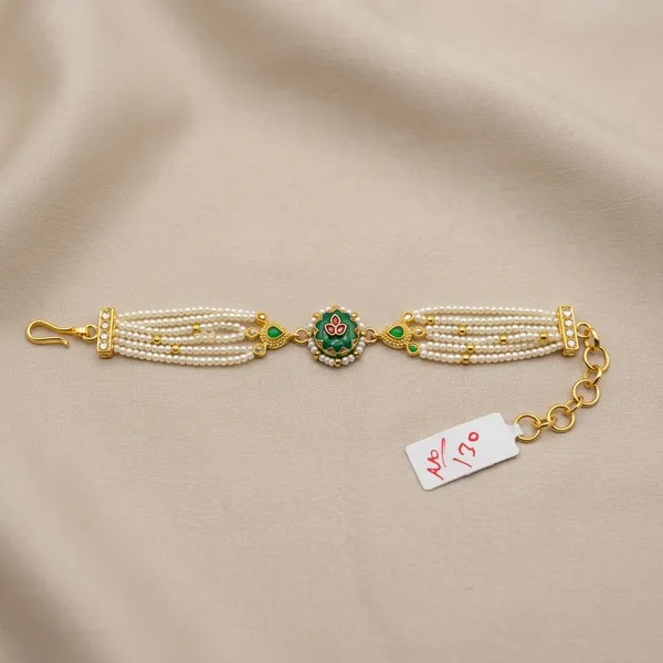 Gold_Pearl_Beaded_Kundan_Floral_Bracelet_For_Women