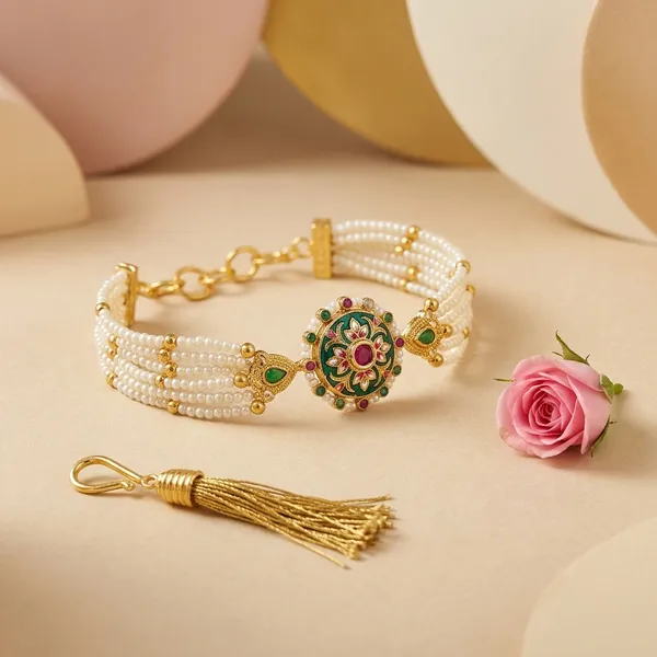 Gold_Pearl_Beaded_Kundan_Floral_Bracelet_For_Women