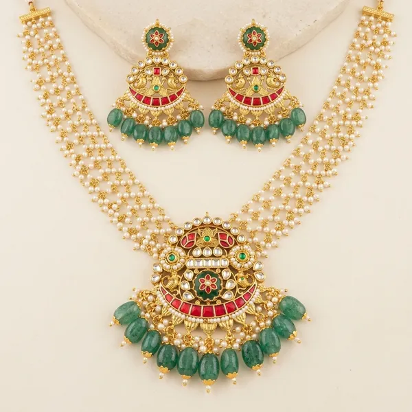 Gold_Green_Kundan_Meenakari_Crescent_Necklace_Set_For_Women