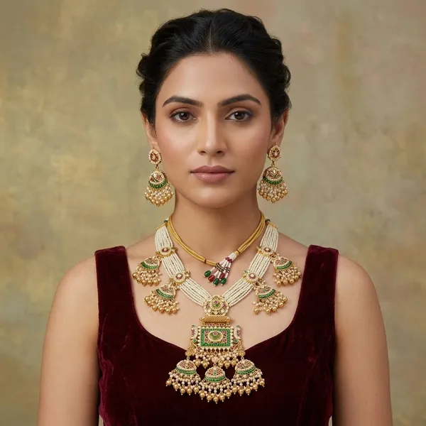 Gold_Kundan_Meenakari_Bridal_Necklace_Set_For_Women