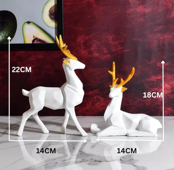 White_And_Gold_Resin_Premium_Animal_Figurine_For_Home_Decor(Set_Of_2)