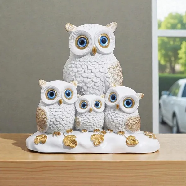 White_And_Gold_Resin_Premium_Bird_Figurine_For_Home_Decor