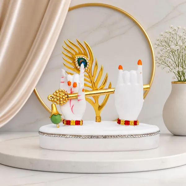 White_And_Gold_Resin_Premium_Religious_Idol_For_Home_Decor