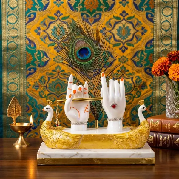 White_And_Gold_Resin_Premium_Religious_Idol_For_Home_Decor