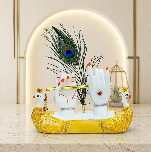 White_And_Gold_Resin_Premium_Religious_Idol_For_Home_Decor