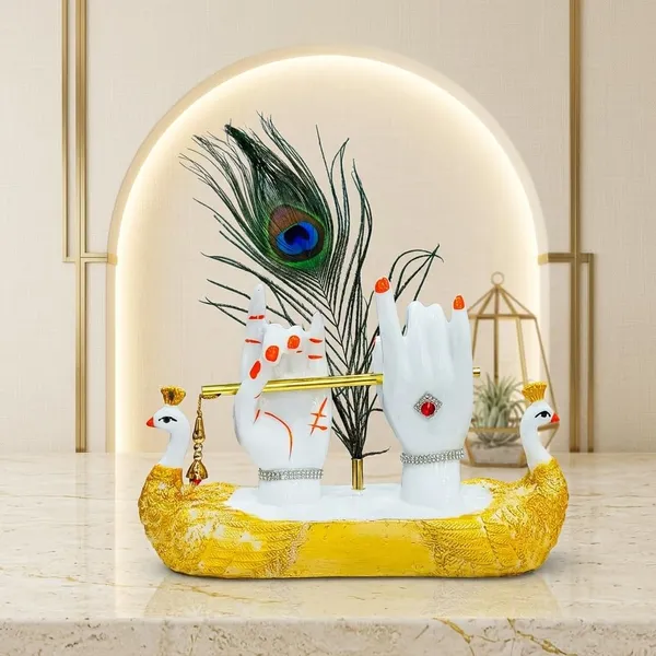 White_And_Gold_Resin_Premium_Religious_Idol_For_Home_Decor