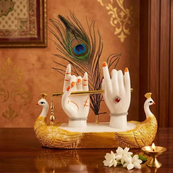 White_And_Gold_Resin_Premium_Religious_Idol_For_Home_Decor