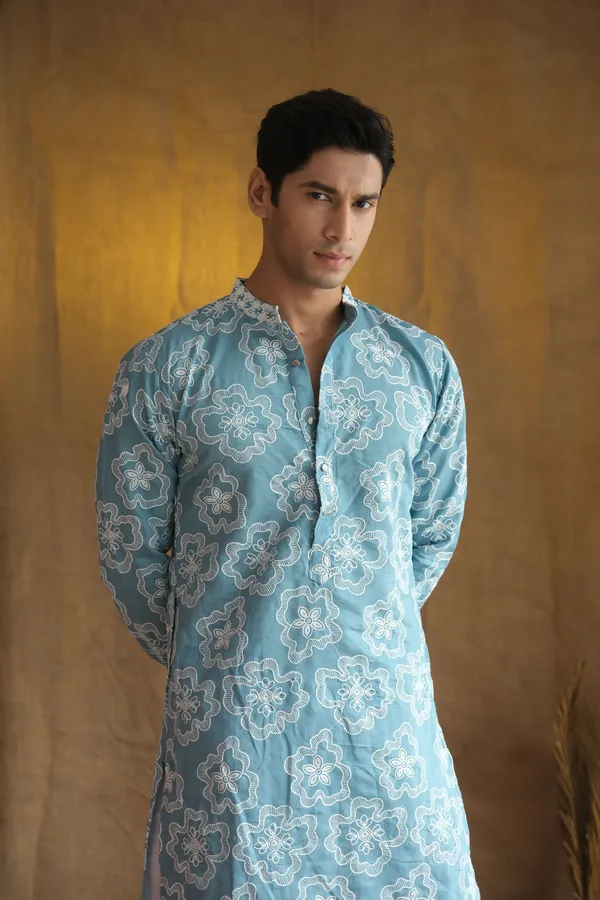 Nexoira_Men_Embroidered_Straight_Kurta_(Light_Blue)