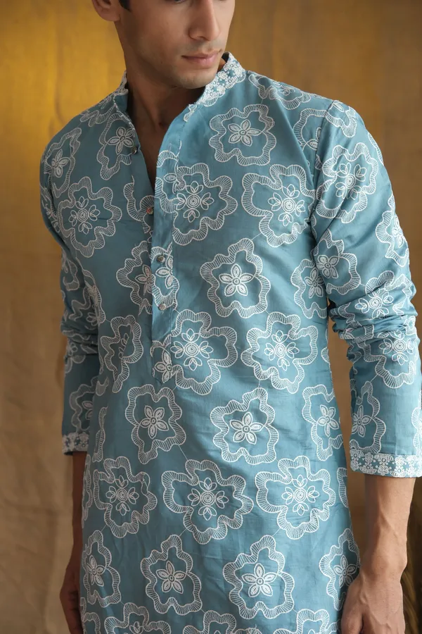 Nexoira_Men_Embroidered_Straight_Kurta_(Light_Blue)