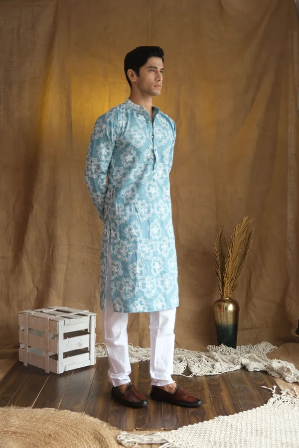 Nexoira_Men_Embroidered_Straight_Kurta_(Light_Blue)