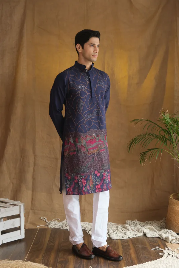 Nexoira_Men_Embroidered_Straight_Kurta_(Dark_Blue)