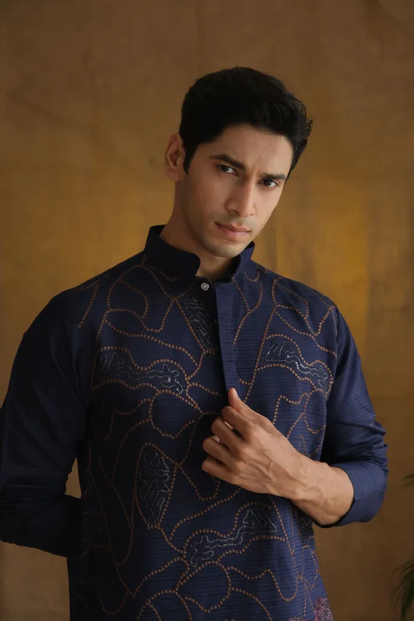 Nexoira_Men_Embroidered_Straight_Kurta_(Dark_Blue)