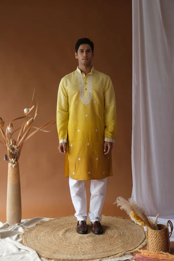 Nexoira_Men_Embroidered_Straight_Kurta_(Yellow)