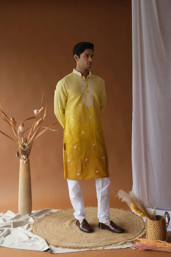 Nexoira_Men_Embroidered_Straight_Kurta_(Yellow)