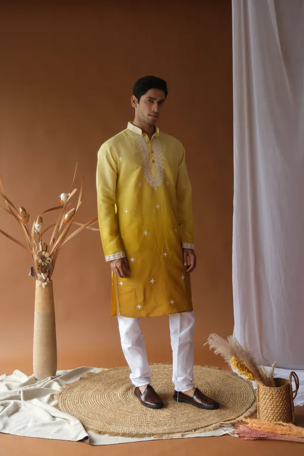 Nexoira_Men_Embroidered_Straight_Kurta_(Yellow)