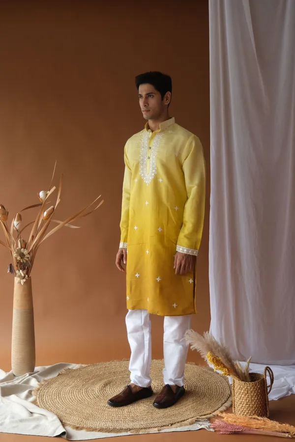Nexoira_Men_Embroidered_Straight_Kurta_(Yellow)