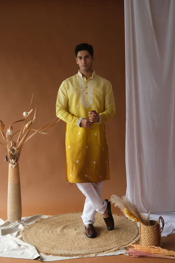 Nexoira_Men_Embroidered_Straight_Kurta_(Yellow)