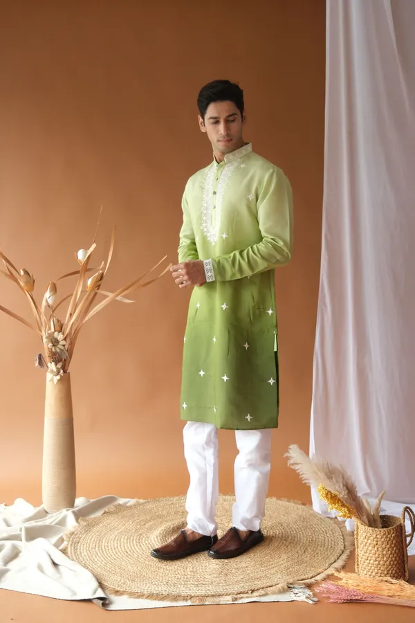 Nexoira_Men_Embroidered_Straight_Kurta_(Green)