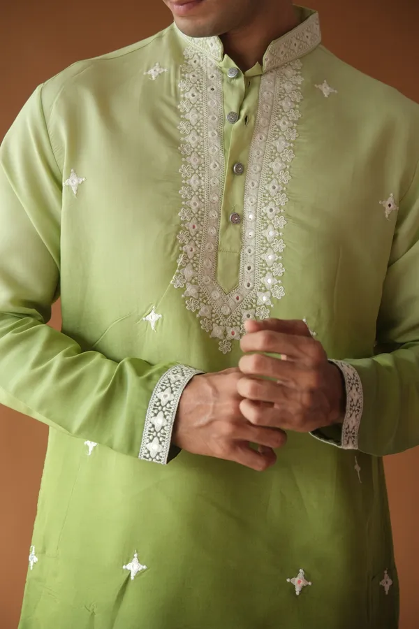 Nexoira_Men_Embroidered_Straight_Kurta_(Green)