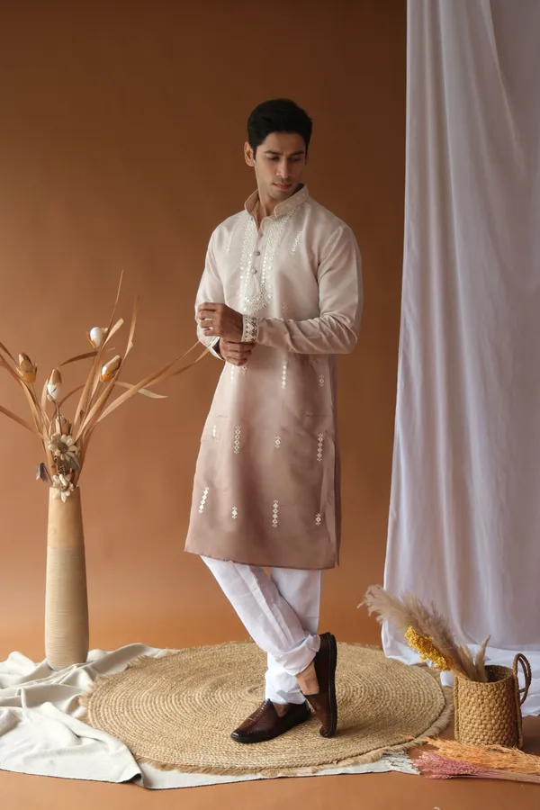Nexoira_Men_Embroidered_Straight_Kurta_(Brown)
