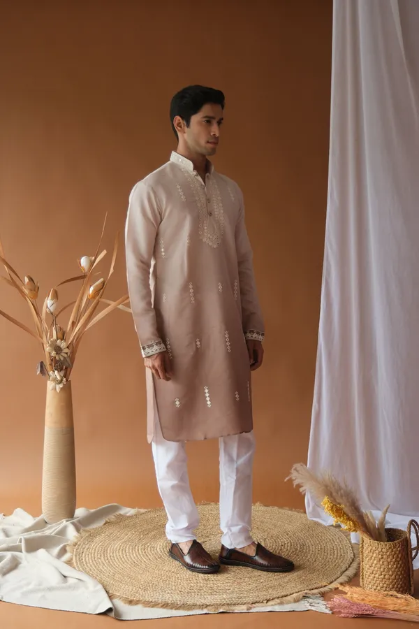 Nexoira_Men_Embroidered_Straight_Kurta_(Brown)