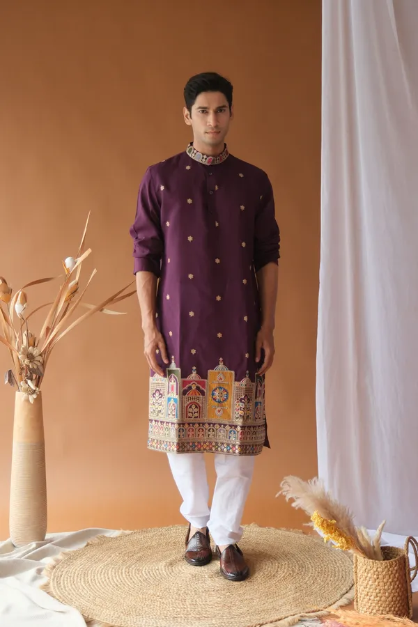 Nexoira_Men_Embroidered_Straight_Kurta_(Purple)