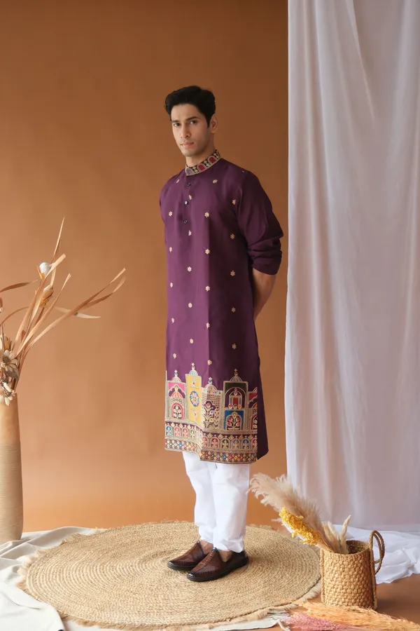 Nexoira_Men_Embroidered_Straight_Kurta_(Purple)