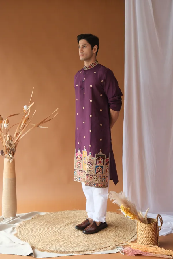 Nexoira_Men_Embroidered_Straight_Kurta_(Purple)