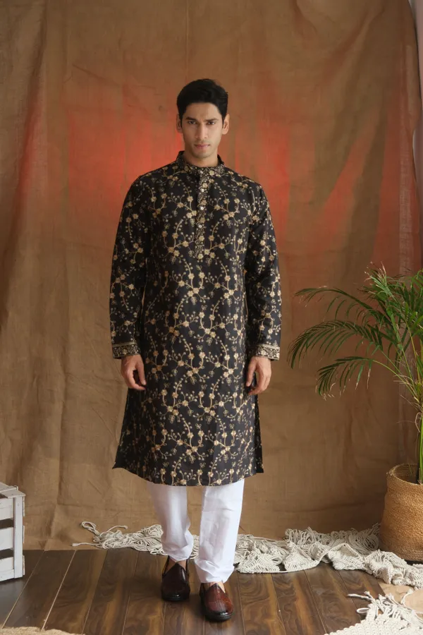 Nexoira_Men_Embroidered_Straight_Kurta_(Black)