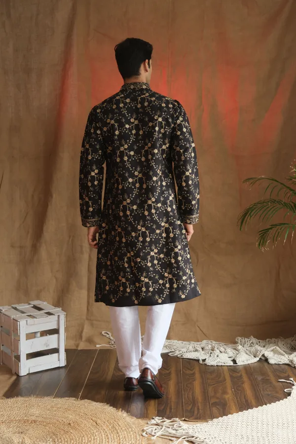 Nexoira_Men_Embroidered_Straight_Kurta_(Black)