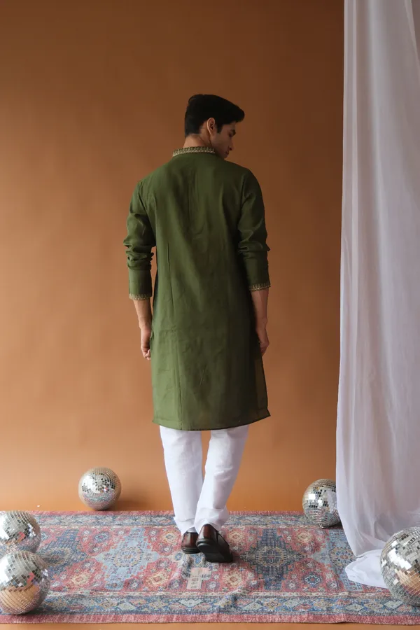 Nexoira_Men_Embroidered_Straight_Kurta_(Dark_Green)