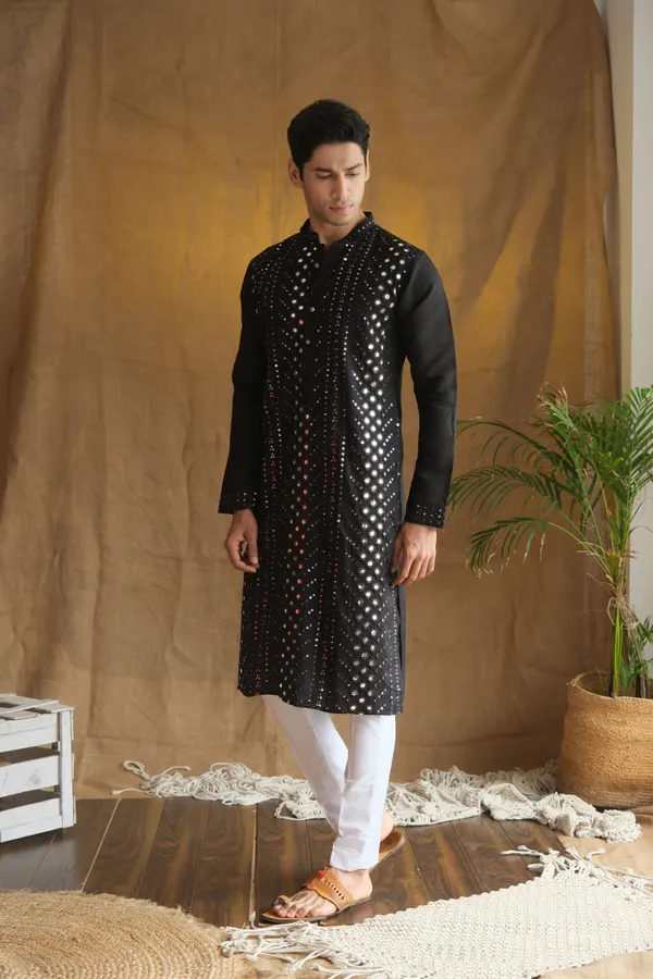 Nexoira_Men_Embroidered_Straight_Kurta_(Black)