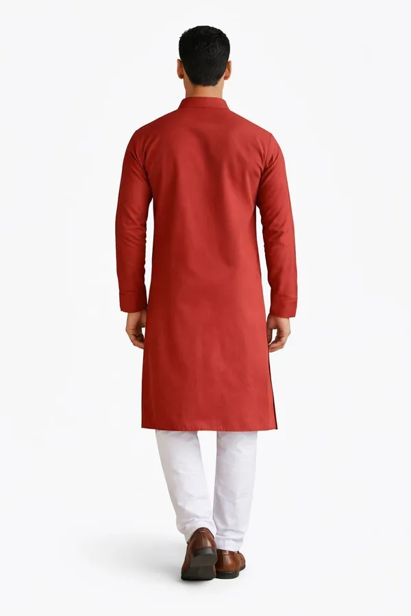 Nexoira_Men_Embroidered_Straight_Kurta_(Red)