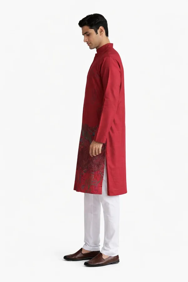 Nexoira_Men_Embroidered,_Abstract_Flared_Kurta_(Maroon)