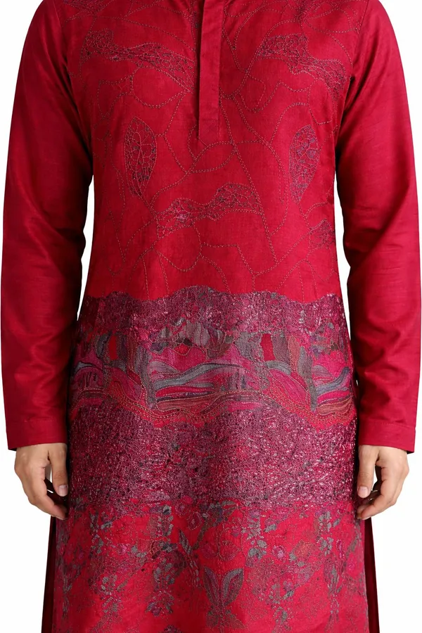 Nexoira_Men_Embroidered,_Abstract_Flared_Kurta_(Maroon)