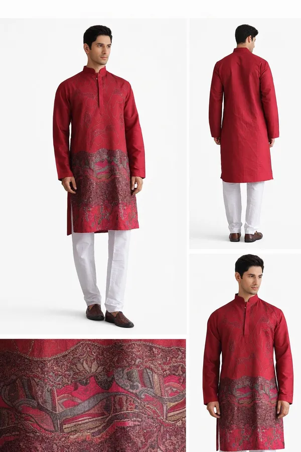 Nexoira_Men_Embroidered,_Abstract_Flared_Kurta_(Maroon)