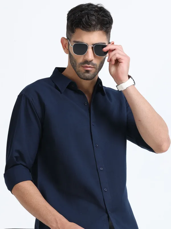 Nexoira_Men_Solid_Formal_Dark_Blue_Shirt_()