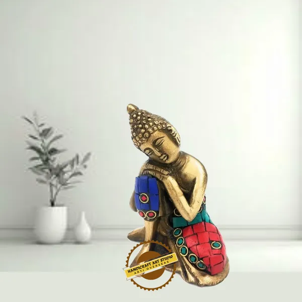 Brass_Antique_Resting_Buddha_Gemstone_Inlay_Showpiece