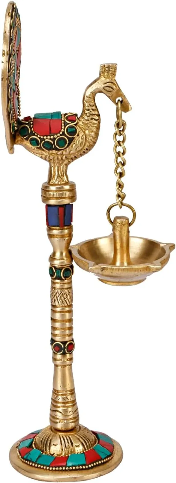 Brass_Traditional_Peacock_Motif_Diya_Stand_With_Hanging_Lamp