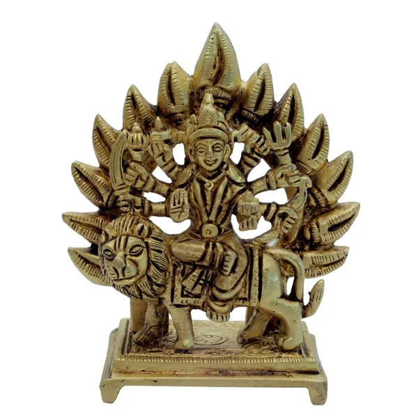 Brass_Maa_Durga_Multi-Armed_Idol_With_Lion_On_Decorative_Base