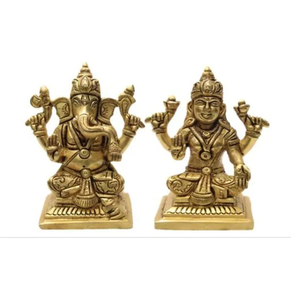 Brass_Golden_Lakshmi_Ganesha_Seated_Idol_Set