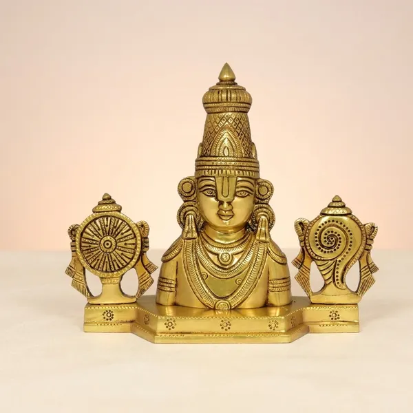 Brass_Tirupati_Balaji_Idol_With_Shankh_And_Chakra