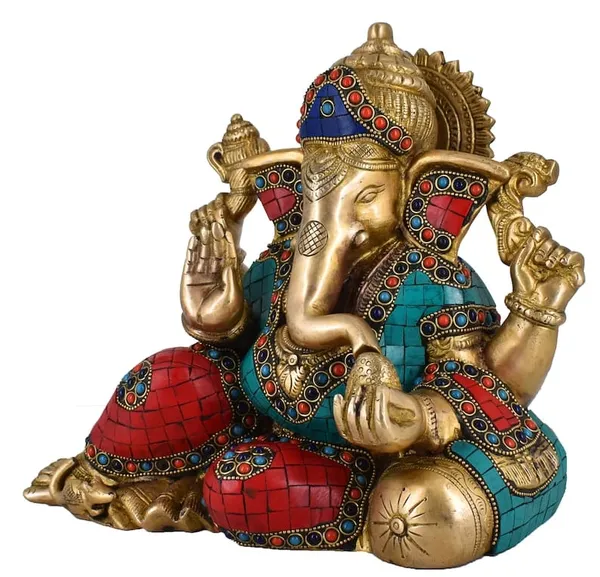 Brass_Ganesha_Seated_Idol_With_Multicolor_Stone_Inlay